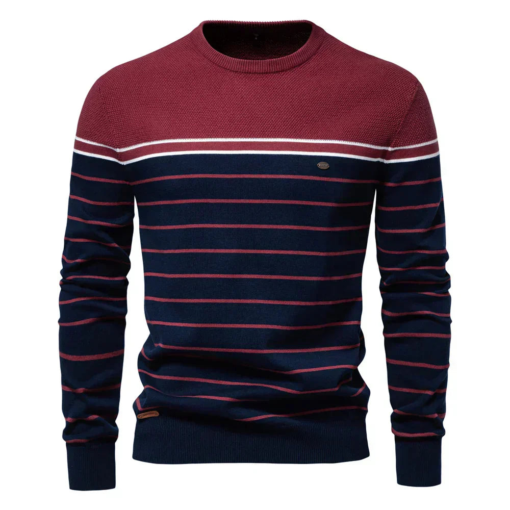 Adrien™ | Pull Rayé Marin